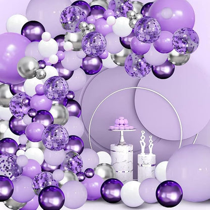 Purple Balloons Garland Arch Kit, Party | Lavender Pastel Purple Metallic - Image 5