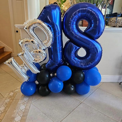 9 Balloon - Night Blue Birthday Number Balloons, 40 Inch Party Decorations | - Image 3