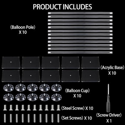 10 Pack 24 Inch Reusable Acrylic Balloon Stand Kit - Image 6