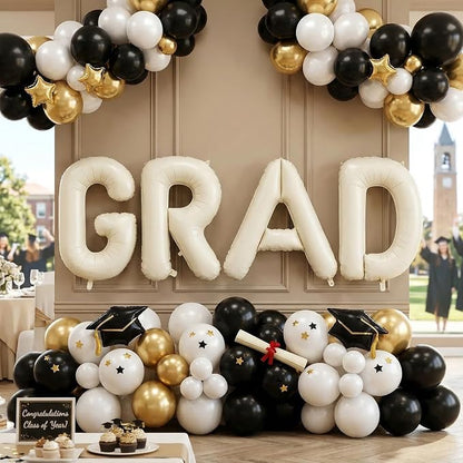 Biapian 40 Inch GRAD Balloons, Cream Letter Balloon, Large Banner - Image 5