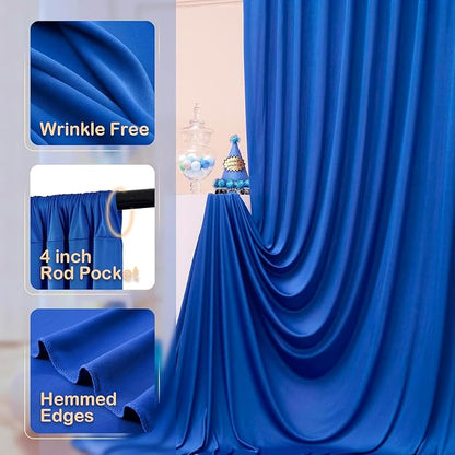 20ft x 12ft Wrinkle Free Royal Blue Backdrop Curtains - Image 2
