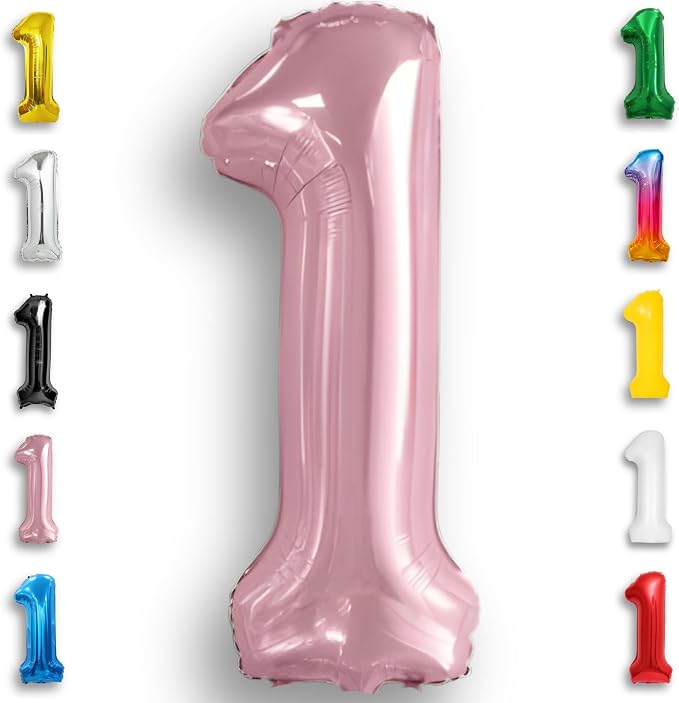 Pink Pearl Number Balloon 1 Mylar Foil Macaron Balloons 16 Inch by Unknown