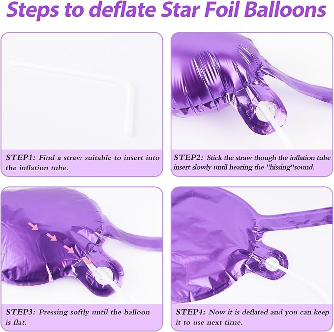 60 Pcs Star Balloons Explosion 12 Point Foil Cone Balloons Magic Balloon Large - Image 6