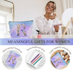 Personalized Gifts Monogrammed Birthday Gifts for Women, New Mom, Grandma Thank You Christmas, Initial 20 oz Tumbler, Makeup Cosmetic Bag Cup Pens Journal Notebook 6 Set, (Aesthetic Purple Flower R)
