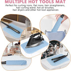 Larger Size Silicone Heat Resistant Mat for Curling Irons, Flat Irons, Hair Straightener and Other Hair Styling Tools, Portable Hot Tools Pad Cover for Travel Vanity Salon(12.0" x 9.0")