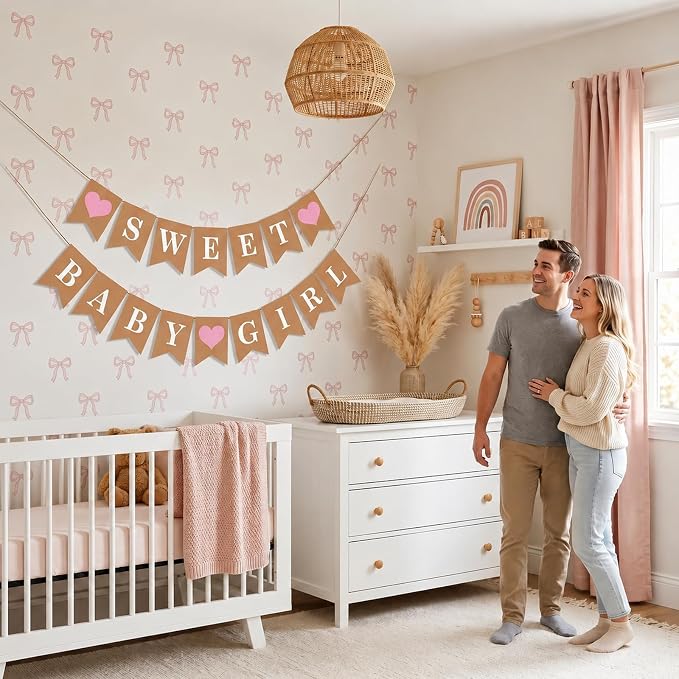 Sweet Baby Girl Banner, Paper Baby Shower Banner - Image 9