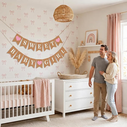Sweet Baby Girl Banner, Paper Baby Shower Banner - Image 9