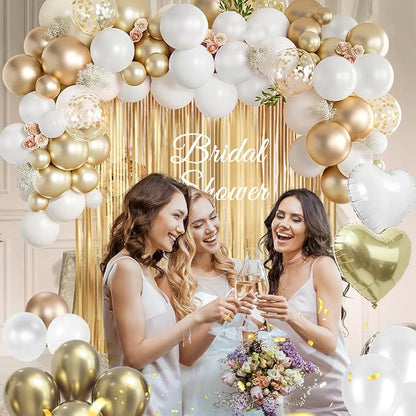 157Pcs White and Gold Balloon Garland Arch Kit - Image 7