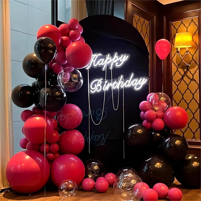 136pcs Hot Pink Black Balloon Arch Kit - Image 5