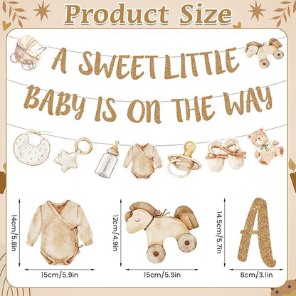 Neutral Gold Baby Shower Party Decorations Boho Beige Baby Shower Banner - Image 2