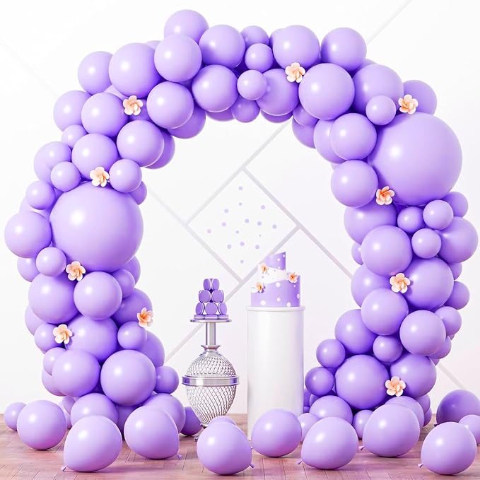 Voircoloria 90pcs Pastel Purple Balloons Garland Arch Kit, 18 12 10 5 Inch | by Voircoloria