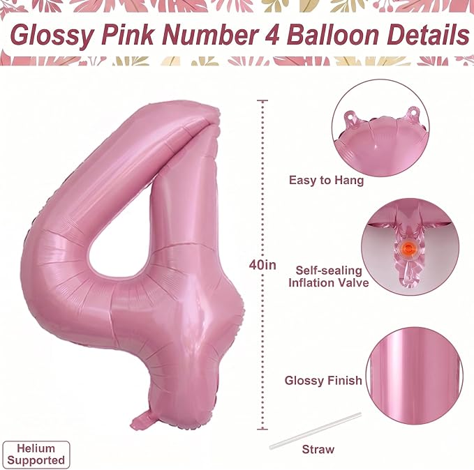 Pearlescent Pink Number 14 Balloon 40 Inch, Shiny Foil - Image 4