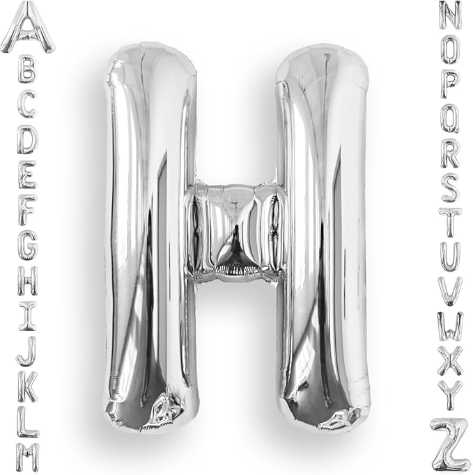 AULE 40 Inch Silver H Balloon Letter Foil A-Z Birthday Big Alphabet | Birthday by AULE