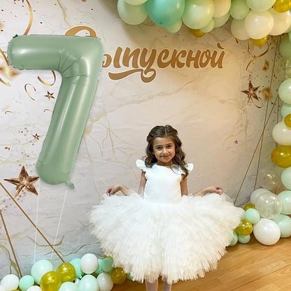 TONIFUL 40 Inch Sage Green Large Number 7 Balloon - Image 3