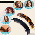 Eyegla Hair Barrettes for Women Large French Barrette Hair Clips Tortoise Shell Barrettes for Thick Hair,2 Pack
