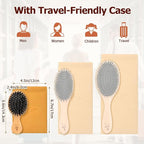 Travel Hair Brush, Mini Boar Bristle Hair Brush for Women Gift- Small Portable Compact HairBrush for Girls Kids Women Best Gift, Travel Size for Purse, Vacation, Business Trips & Outings