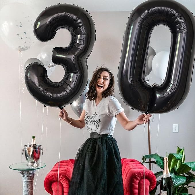 Number Balloons Black Party Balloon - Image 7