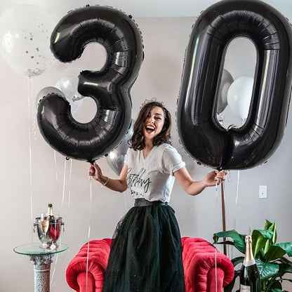 Number Balloons Black Party Balloon - Image 7