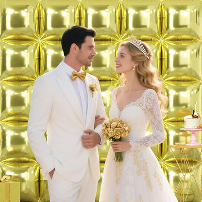 NISOCY 25PCS Metallic Light Gold Square Foil Balloons Wall Backdrop | Double - Image 5