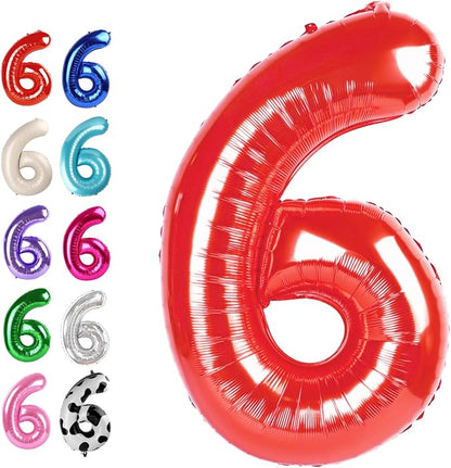 Red Number 6 Balloon 40 inch, Balloon numbers party supplies, deco photo shoot by Upgesy