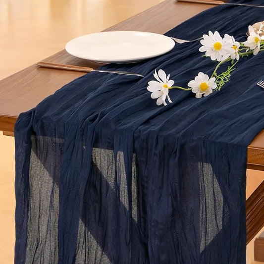 Cheesecloth Table Runner Summer Boho Wedding Birthday Party Home Decor | Navy by Socomi