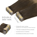 WENNALIFE Tape in Hair Extensions Human Hair, 20pcs 20 inch 50g Ombre Walnut Brown to Ash Brown and Bleach Blonde Remy Tape Hair Extensions Real Human Hair Tape Extensions Coloured Hair Extensions