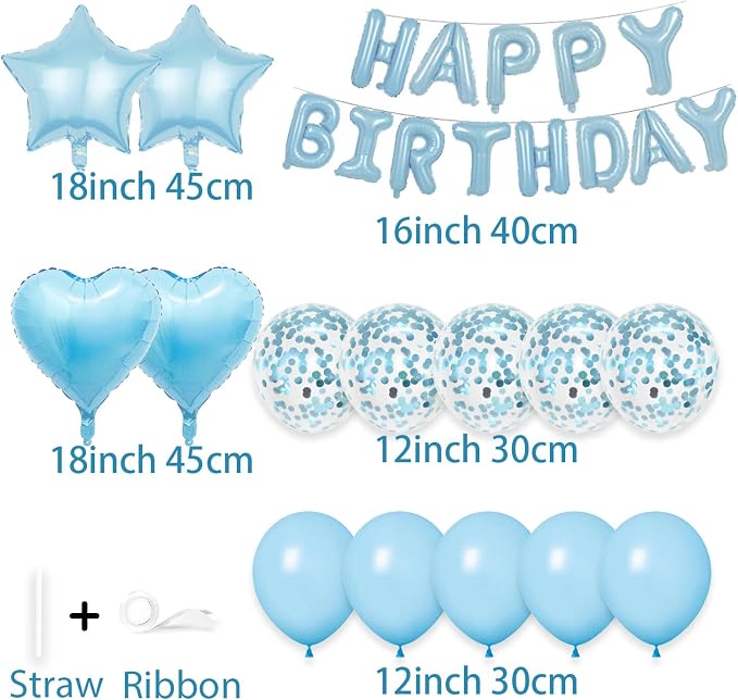 27 Pcs Light Blue Birthday Decorations, 3D Letters Light Blue Happy Birthday - Image 2