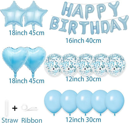 27 Pcs Light Blue Birthday Decorations, 3D Letters Light Blue Happy Birthday - Image 2