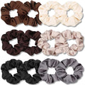 IVARYSS Scrunchies for Sleep, Premium Satin Soft Than Silk, Cute Bands Ties for Women, Girls - Curly, Thin & Thick Hair Styling, 12 Pack, Neutral Colors