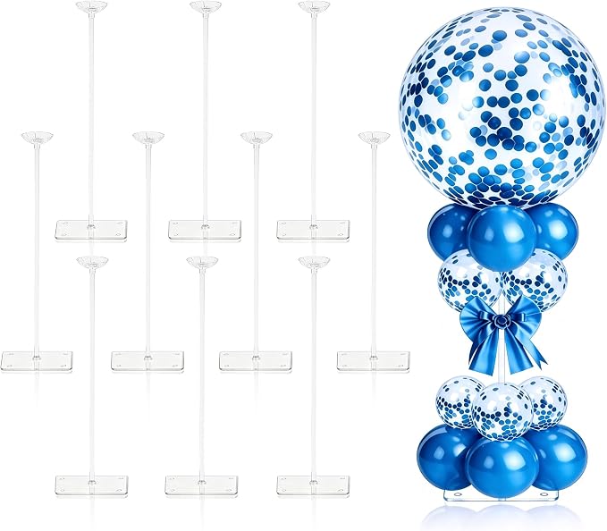 10 Set Balloon Stands for Table Clear 15.75 in Adjustable | Coordinated holders by JOYYPOP