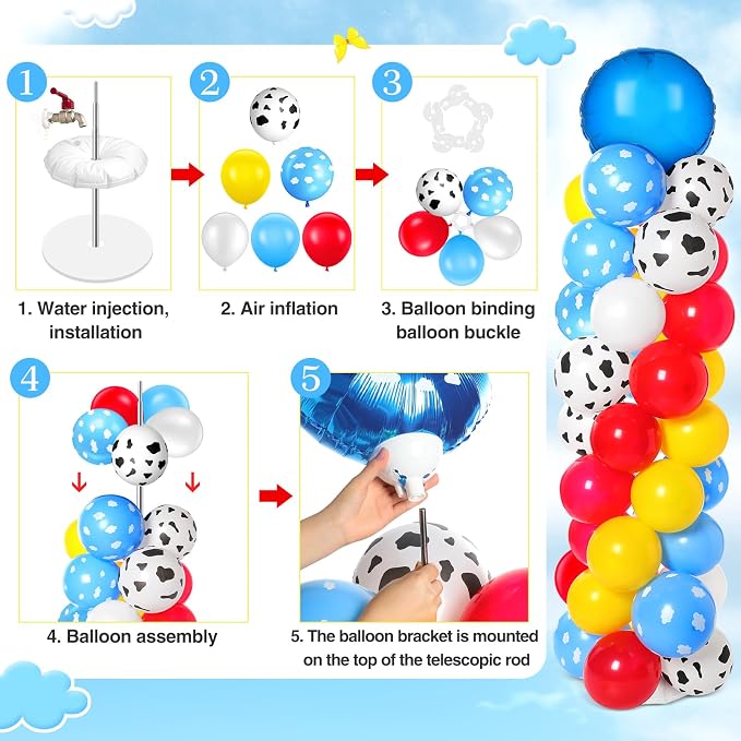 Hungdao 2 Sets Toys Inspired Balloon Column Stand Kit Cartoon Game Cow and - Image 4