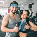 Men Women Novelty Sports Sweat Bands Hair Accessories for Sports Workout Shower, Elastic Multi Style Teeth Dental Seamless Pattern Blue Hair Band Headdress