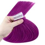 YoungSee Human Hair Tape in Extensions Purple Tape in Hair Extensions Human Hair Purple 20g Colored Hair Extensions Tape in 12 Inch 10pcs Remy-Hair for Party