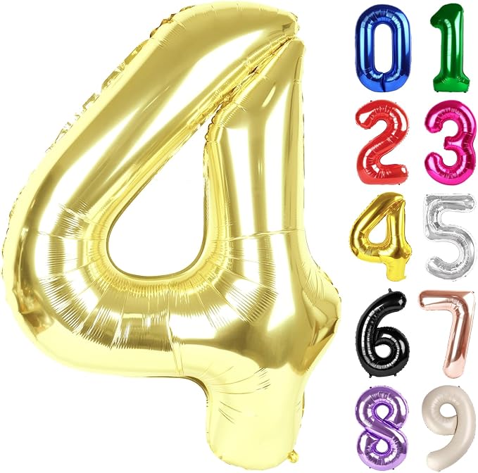 4 Balloon - Champagne Gold Birthday Number Balloons, 40 Inch Decorations | by ALPHADELTAPI