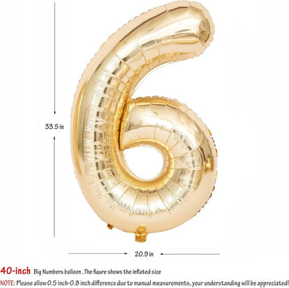 40 Inch Light Gold 6 Number Balloons Large Champagne Gold Number | White Gold - Image 2