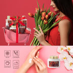 Christmas Gifts for Women, spa kit Gifts for Her Mother's Day Bath Spa Gift Set Red Rose & Tulip Spa Basket Kits for Women, Contains Body Oil, Body Lotion, Salt, self care baskets Mother's Day Gift