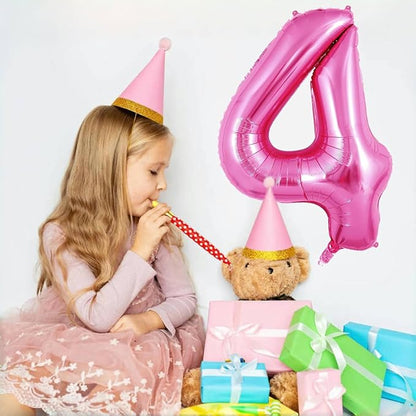 Pink Number Balloons, Large Hot pink Number 4 Balloon 40 Inch Pink 4 Balloon - Image 3