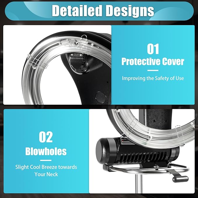 3 in 1 Orbiting Infrared Hair Dryer - 1000W Professional Infrared Hooded Dryer Steamer with Wheels and 6 Modes, Adjustable Height, Hair Color Processor for Home Salon Use