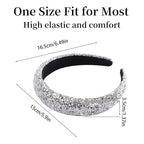 Sequin Headbands for Women Girls,2PCS Sparkle Wide Padded Headband Gold Sliver,Fashion Glitter Hairbands Hair Hoops Comfortable for Daily Prom Party Head Accessories