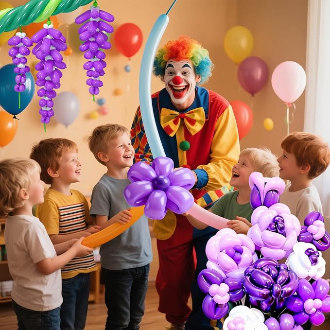 260 Purple Long Balloons for Balloon Garland Thickening Skinny Latex Twisting - Image 5