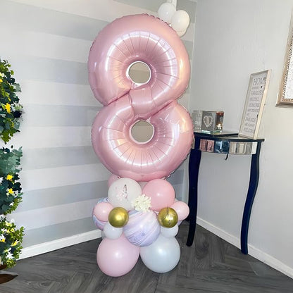 Pastel Pink 8 Balloons, Self Inflating Digit 8 Balloons - Image 4
