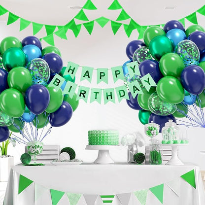 60pcs Blue and Green Balloons 12inch - Image 6