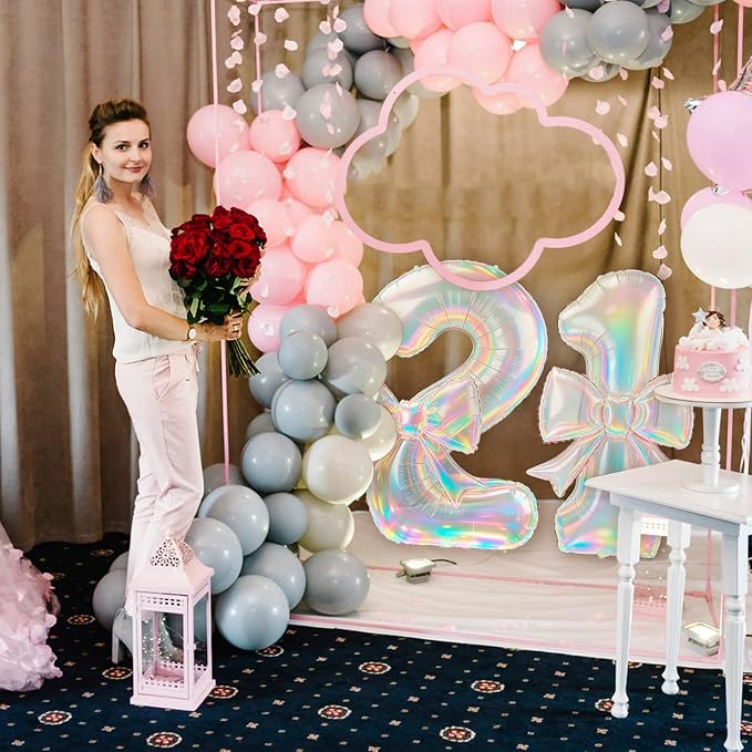 40 Inch Number 1 Balloon with Bow, Coquette Aesthetic Foil Balloon - Image 6
