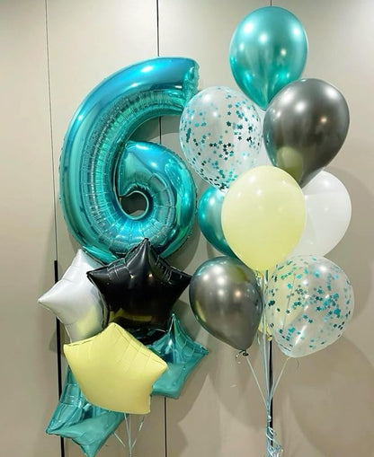 Teal Blue Number 6 Balloon 40 inch, Balloon numbers party supplies, deco photo - Image 6