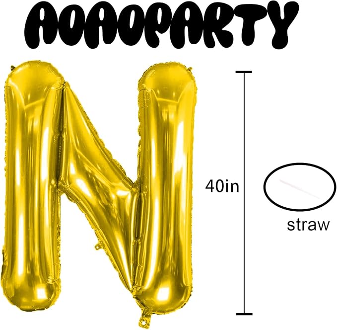 Letter Balloons Gold 40 Inch N Large Giant Big Foil Mylar Balloon | - Image 3