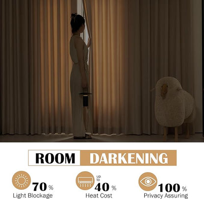 Beauoop Beige Velvet Curtains for Bedroom Living Room 52x108 2 Panels | Soft - Image 3