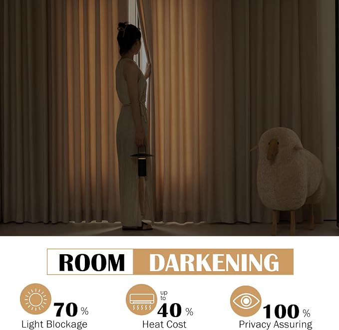 Beauoop Beige Velvet Curtains for Bedroom Living Room 52x90 2 Panels | Soft - Image 3