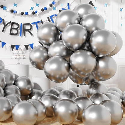 AULE 50Pcs Metallic 12 Inch Silver Chrome Helium Shiny Balloon | Chrome Helium by AULE