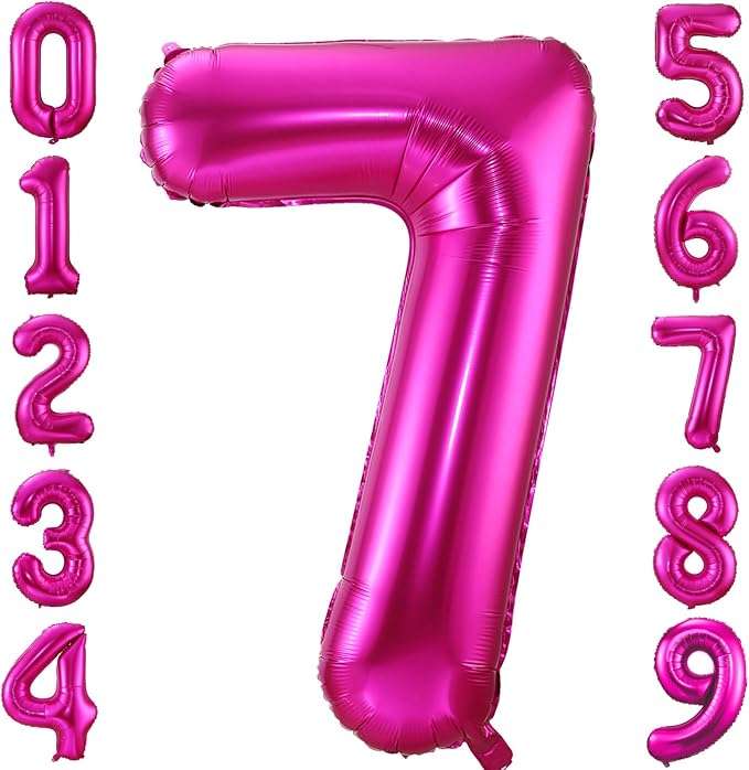 7 Balloon Number Hot Pink 7 Birthday Balloon 40 inch Foil Mylar Large 7 Balloon by BBPOOL