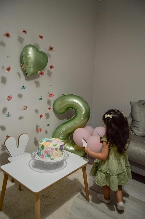40 Inch Green Number Balloon 5 Olive Green Foil Balloon Sage Green 5 Balloons - Image 3